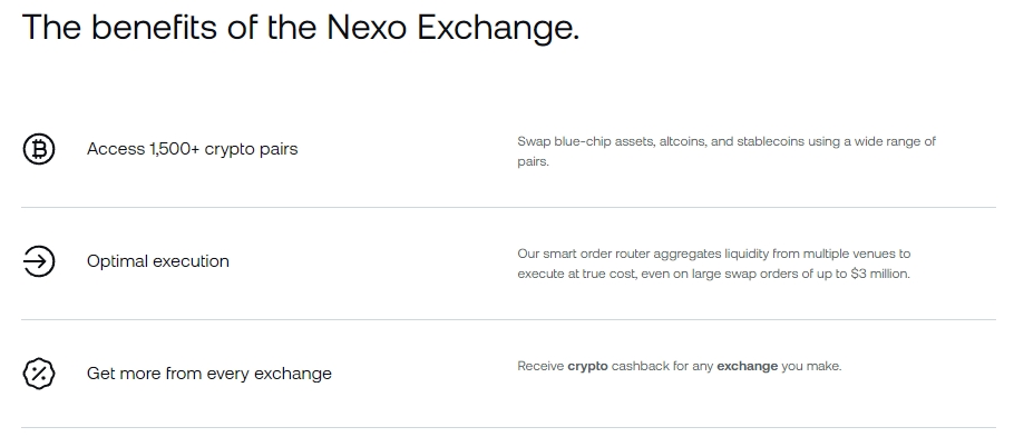 Vorteile des Nexo Exchange